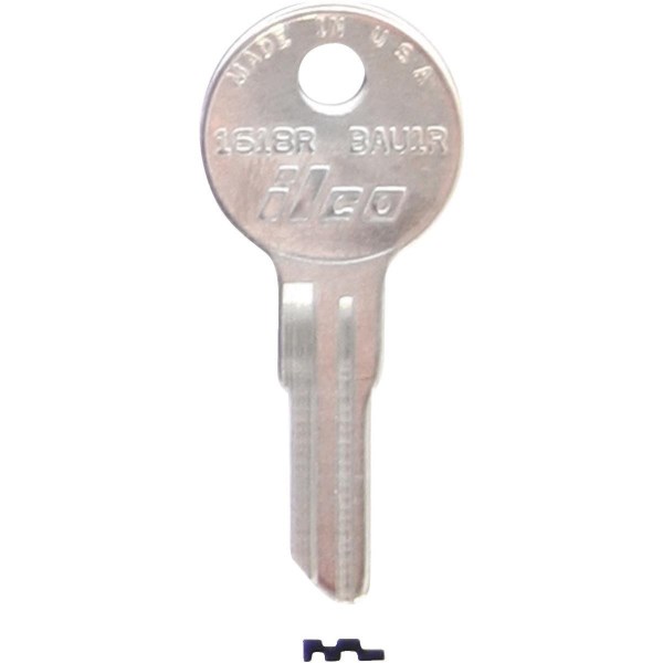 ILCO Bauer Nickel Plated File Cabinet Key, BAU1R/1618R (10-Pack) - Iieemm