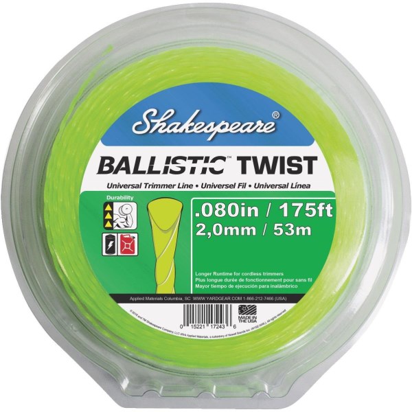 SHAKESPEARE .080 BALLISTIC BICO TRIMMER LINE TWIST MED 175′ - Iieemm