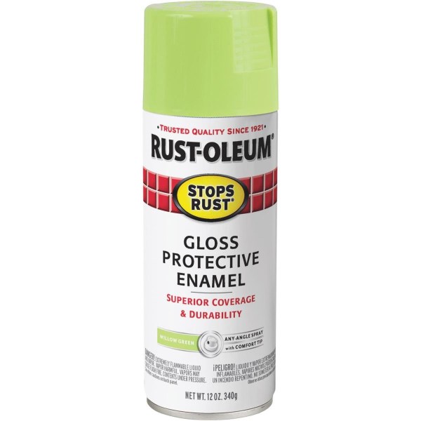 Rust-Oleum Stops Rust 12 Oz. Gloss Willow Green Spray Paint Protective Enamel - Iieemm