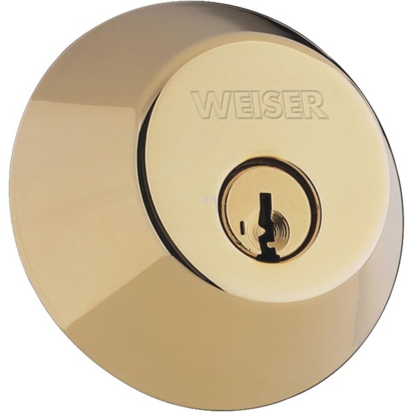 Weiser Polished Brass Double Cylinder Deadbolt with SmartKey - Iieemm