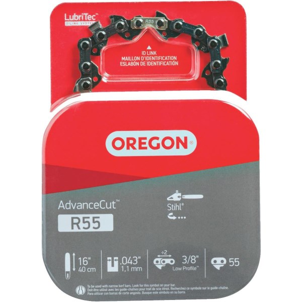 Oregon AdvanceCut LubriTec R55 16 In. 3/8 In. Low Profile 55 Link Chainsaw Chain - Iieemm