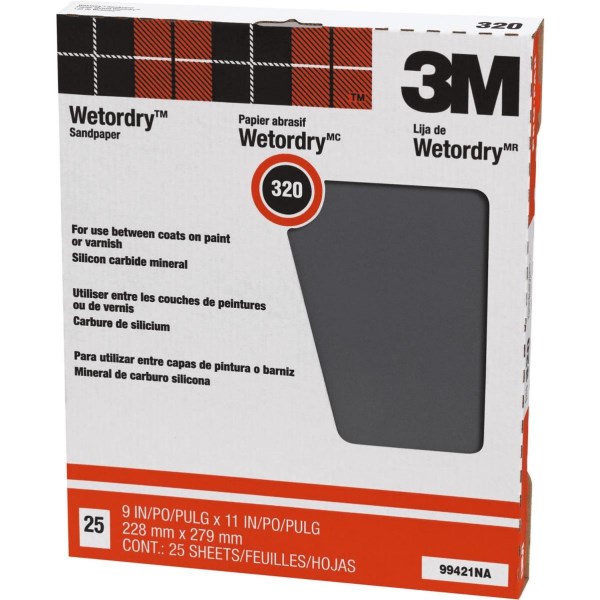 3M Wetordry Pro-Pak 9 In. x 11 In. 320 Grit Extra Fine Sandpaper (25-Pack) - Iieemm