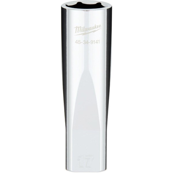 Milwaukee 1/2 In. Drive 17 mm 6-Point Deep Metric Socket with FOUR FLAT Sides - Iieemm