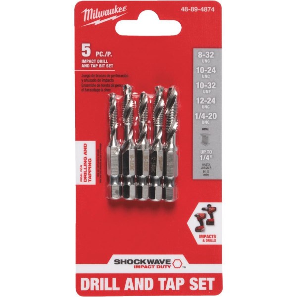 Milwaukee Shockwave SAE Impact Drill Tap Bit Set (5-Piece) - Iieemm