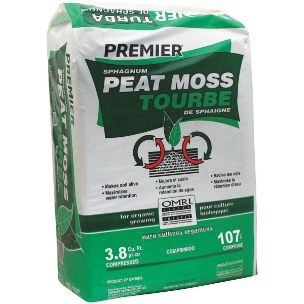 Premier 62 Lb. 3.8 Cu. Ft. Compressed Bale Sphagnum Peat Moss - Iieemm