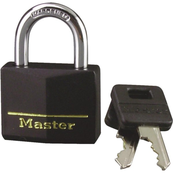 Master Lock 1-9/16 In. Black Covered Keyed Different Padlock - Iieemm