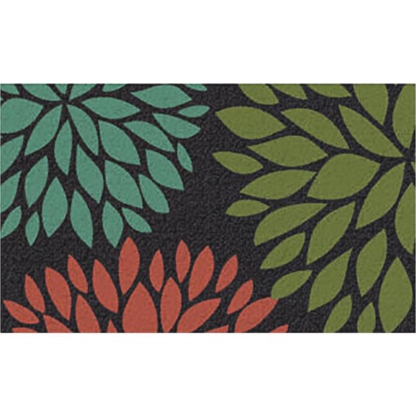 Americo Home Front Runner 18 In. x 30 In. Green Flowers Mat - Iieemm