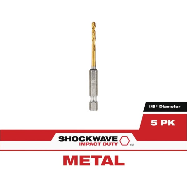 Milwaukee SHOCKWAVE RED HELIX Impact Duty 1/8 In. Titanium Hex Shank Drill Bit (5-Pack) - Iieemm