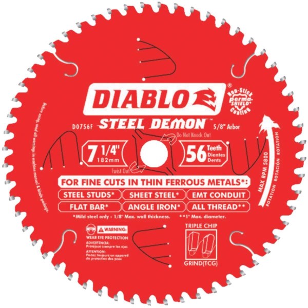 Diablo Steel Demon 7-1/4 In. 56-Tooth Thin Ferrous Metals Circular Saw Blade - Iieemm