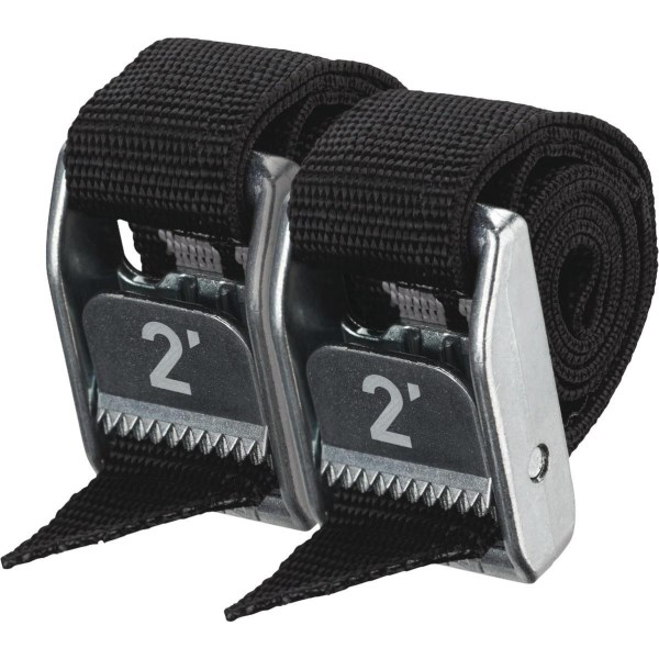NRS 1 In. x 2 Ft. Stealth Black Heavy Duty Tie-Down Strap (2-Pack) - Iieemm