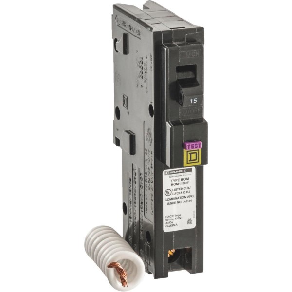 Square D Homeline 15A Single-Pole CAFCI Dual Function Circuit Breaker - Iieemm