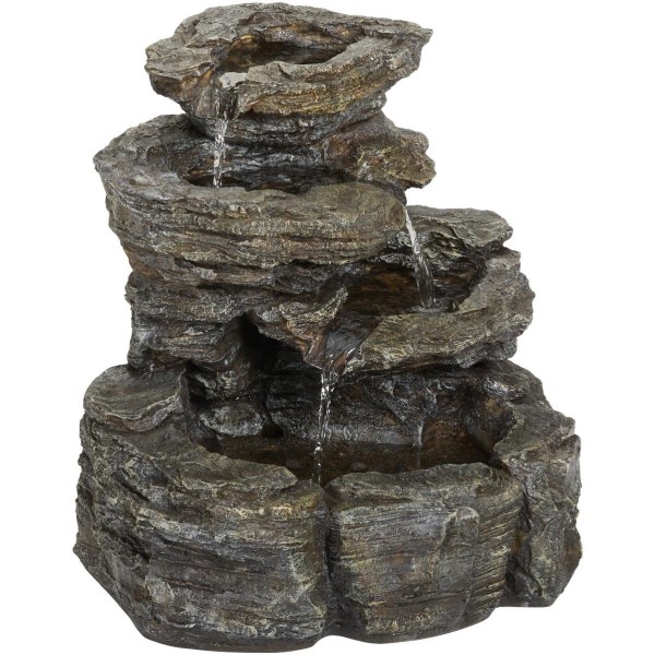 Best Garden 17 In. W. x 18 In. H. x 17.5 In. L. Resin Rock Fountain - Iieemm