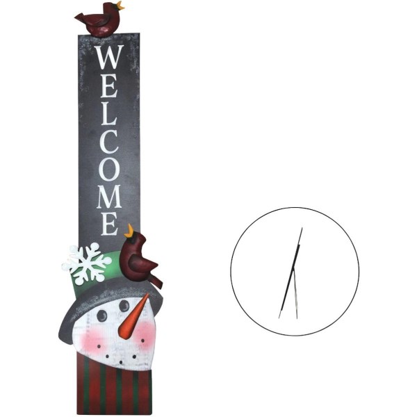 Alpine 2 In. W. x 47 In. H. x 11 In. L. Snowman with Long Hat Welcome Porch Greeter Sign withEasel - Iieemm