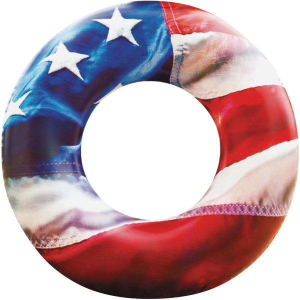 PoolCandy Ride-On 36 In. Stars & Stripes Inflatable Pool Tube - Iieemm