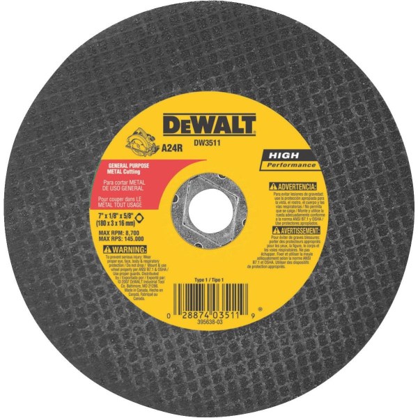 DEWALT HP Type 1 7 In. x 1/8 In. x 5/8 In. Metal Cut-Off Wheel - Iieemm