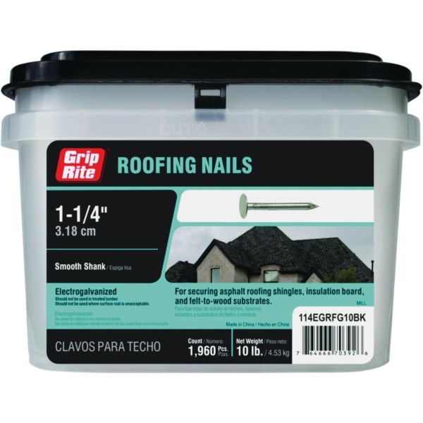 Grip-Rite 1-1/4 In. Electrogalvanized Roofing Nail (1960 Ct., 10 Lb.) - Iieemm