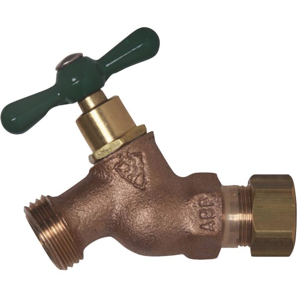 Arrowhead Brass 1/2 In. Female Compression x 3/4 In. Male Hose Thread No-Kink Hose Bibb - Iieemm