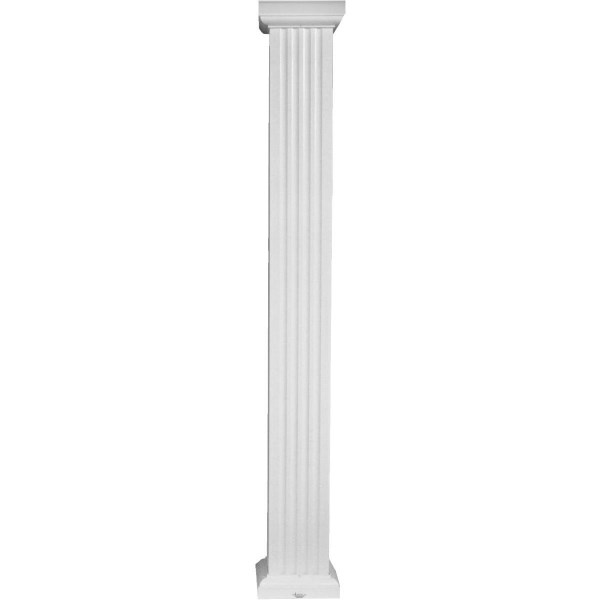 Crown Column 8 In. x 9 Ft. White Powder Coated Square Fluted Aluminum Column - Iieemm