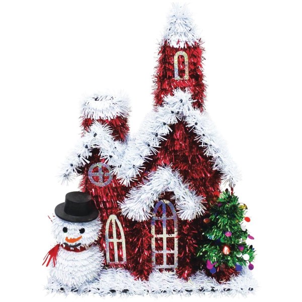 Youngcraft 9.75 In. x 5.5 In. x 12.25 In. Tinsel Church Holiday Decoration - Iieemm