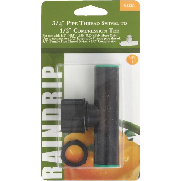Raindrip 3/4 In. Female Pipe Thread x 1/2 In. Compression Swivel Tee - Iieemm