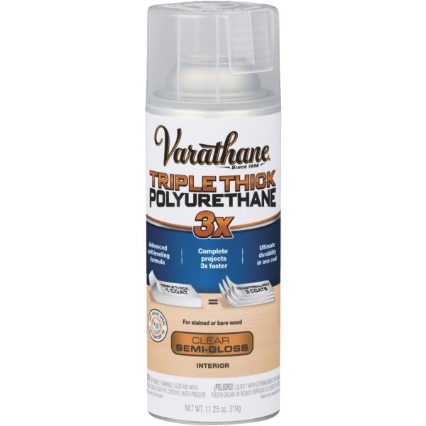 Varathane Triple Thick Semi-Gloss Clear Spray Polyurethane, 11.25 Oz. - Iieemm