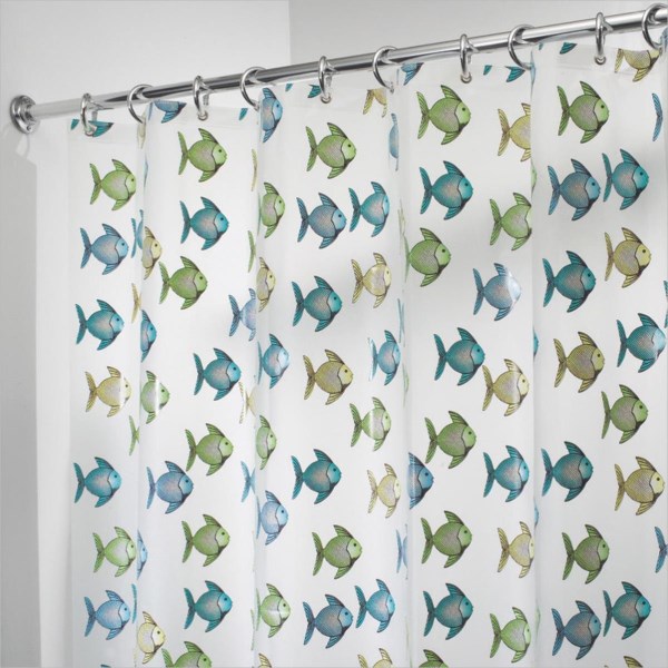 iDesign York Graphic 72 In. x 72 In. Blue/Green Fish Eva Shower Curtain - Iieemm