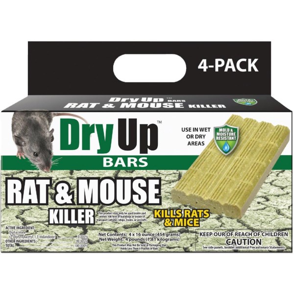Dry Up Rat & Mouse Killer Moisture Resistant Bars (4-Pack) - Iieemm