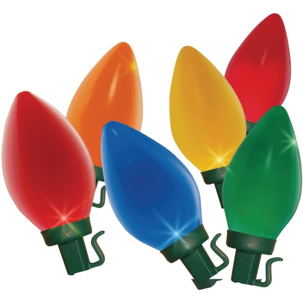 Super Bright Ceramic Multi 25-Bulb C7 LED String Light Set with Green Wire - Iieemm