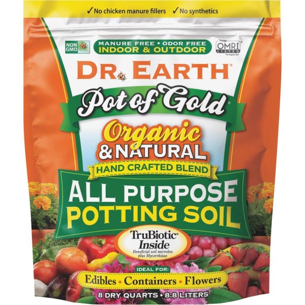 Dr. Earth Pot of Gold 8 Qt. 1/3 Lb. All Purpose Container Potting Soil - Iieemm
