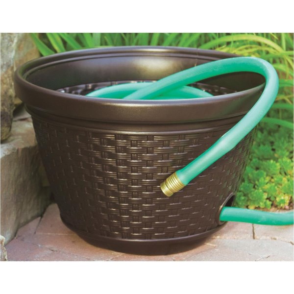 Suncast 100 Ft. Brown Resin Wicker Hose Pot - Iieemm