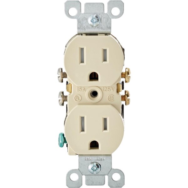 Leviton 15A Ivory Tamper Resistant 5-15R Duplex Outlet (10-Pack) - Iieemm