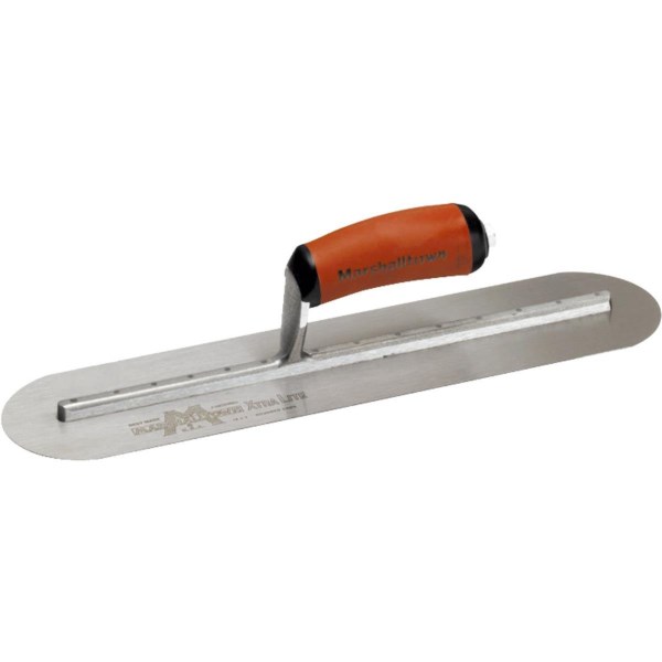 Marshalltown 4 In. x 16 In. High Carbon Steel  Fully Rounded Finishing Trowel with Curved DuraSoft Handle - Iieemm