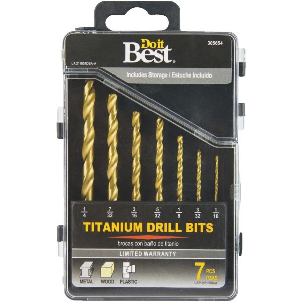 Do it Best 7-Piece Titanium Drill Bit Set, 1/16 In. thru 1/4 In. - Iieemm