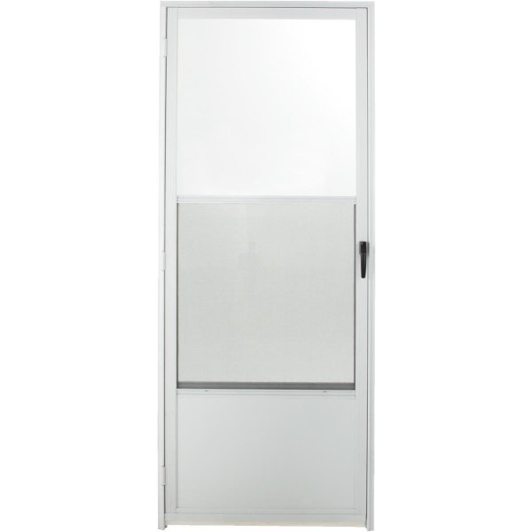 Croft Imperial Style 32 In. W x 80 In. H x 1-7/8 In. Thick White Self-Storing Aluminum Storm Door - Iieemm