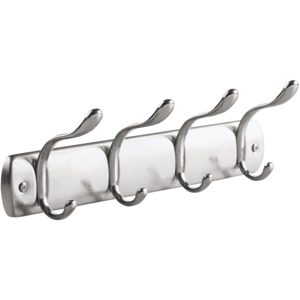 iDesign Bruschia Brushed Nickel 4-Hook Rack - Iieemm