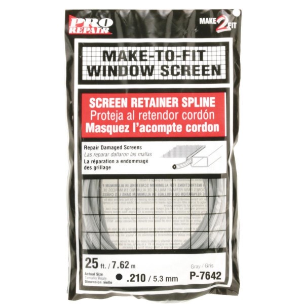 Prime-Line 0.210 In. Dia. x 25 Ft. L. Gray Vinyl Screen Retainer Spline - Iieemm