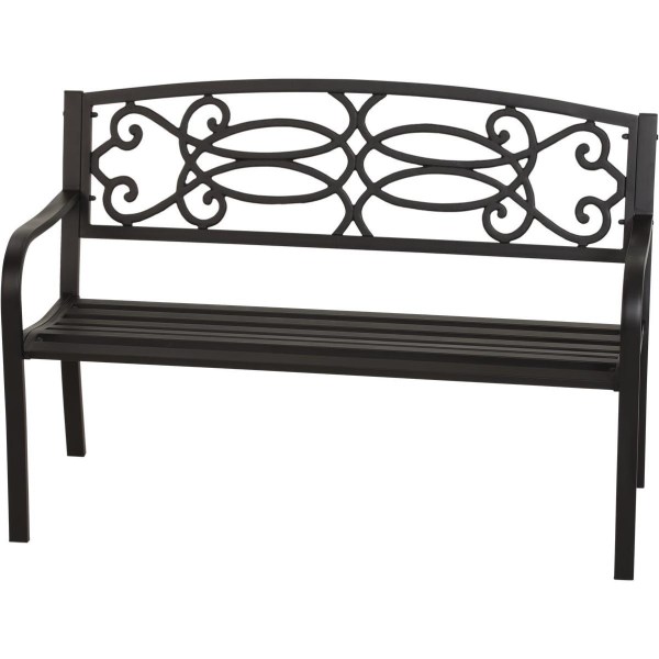 Outdoor Expressions Kensington 50 In. L. Black Steel Bench - Iieemm