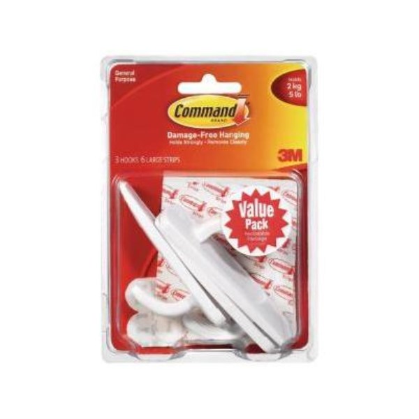 3M Command Large Utility Adhesive Hook (3-Pack) - Iieemm