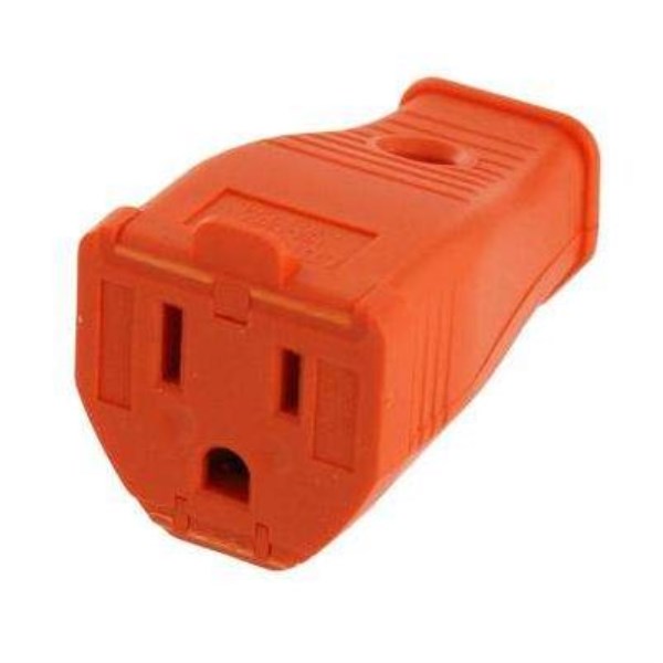 Leviton 15A 125V 3-Wire 2-Pole Clamp Tight Cord Connector, Orange - Iieemm