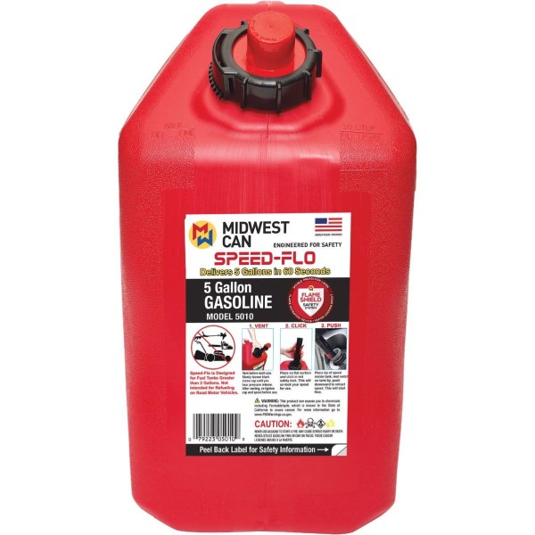 Midwest Can 5 Gal. Plastice Gas Speed Flo Racing Can - Iieemm