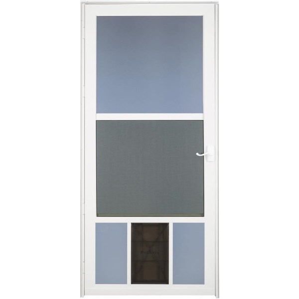 Larson Metal-Tech 32 In. W x 81 In. H x 1-1/4 In. Thick White Classic View Storm Door With Pet Door - Iieemm