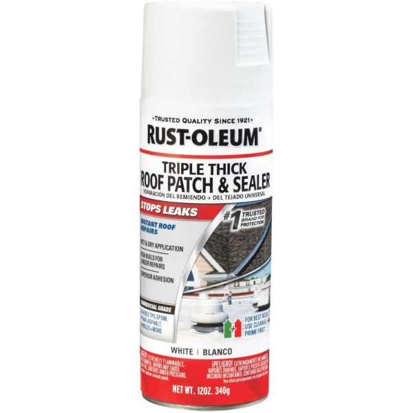 Rust-Oleum 13 Oz. Roofing Triple Thick Roof Patch & Sealer White Spray - Iieemm