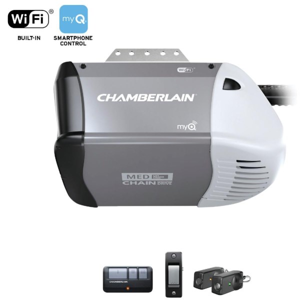 Chamberlain C2202 1/2 HP Smartphone Controlled Chain Drive Garage Door Opener - Iieemm
