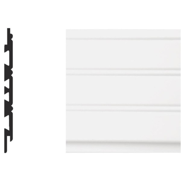 Royal 3/8 In. W. x 5-5/32 In. H. x 8 Ft. L. White PVC Wainscot Plank - Iieemm