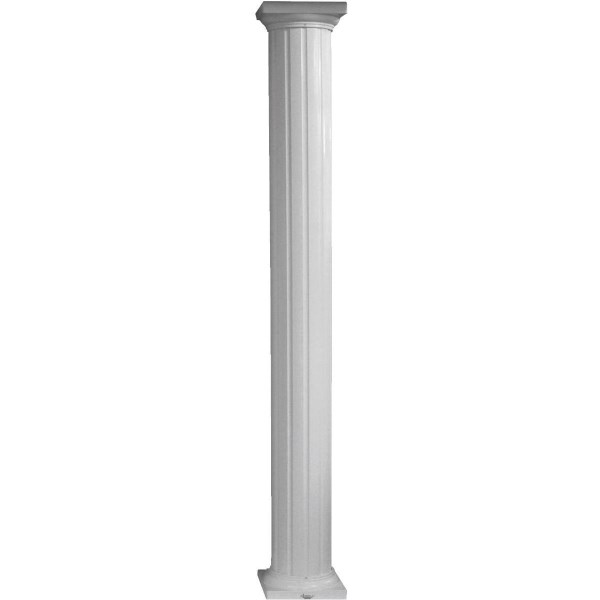 Crown Column 6 In. x 8 Ft. White Powder Coated Round Fluted Aluminum Column - Iieemm