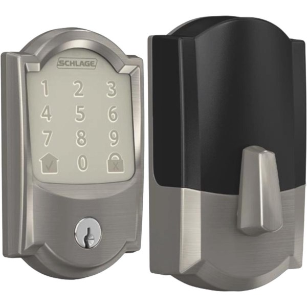 Schlage Encode Smart WiFi Deadbolt with Satin Nickel Camelot Trim - Iieemm