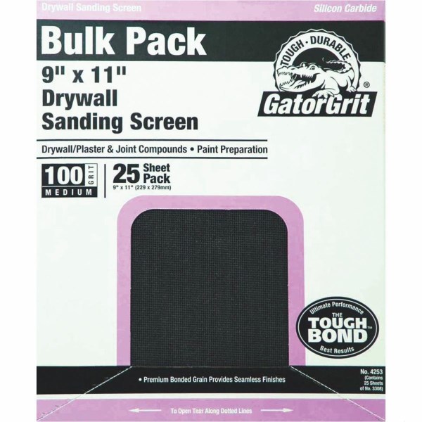 Gator Grit 100 Grit 9 In. x 11 In. Drywall Sanding Screen (25-Pack) - Iieemm
