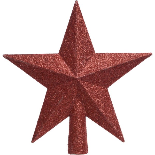 Decoris Christmas Red 7.5 In. Shatterproof Star Christmas Tree Topper - Iieemm