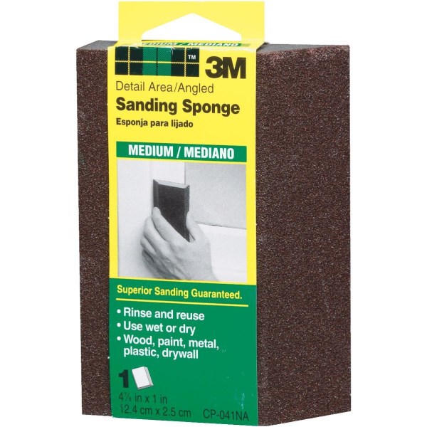 3M Angled Detail Area All-Purpose 2-7/8 In. x 4-7/8 In. x 1 In. Medium Sanding Sponge - Iieemm