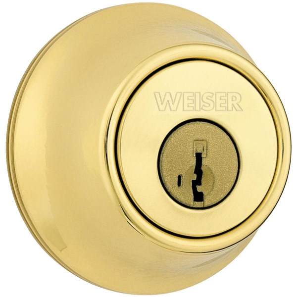 Weiser Elements Polished Brass Single Cylinder Deadbolt - Iieemm